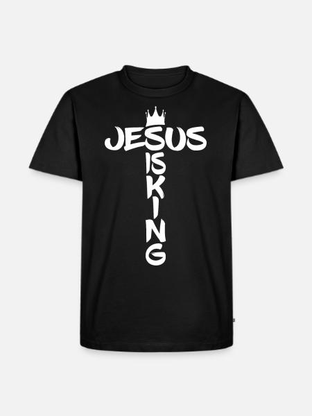 Jesus er King Cross Crown-gave til kristne - Herre Premium økologisk T-shirt - sort