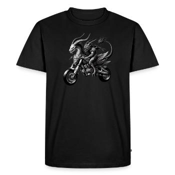 Moto bête cavalier noir blanc dragon graphique - T-shirt Premium bio Homme - noir - Devant - Nico (187cm)