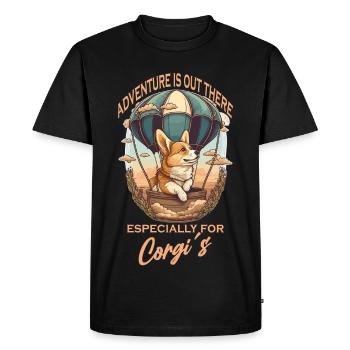 Chien aventurier en montgolfière - T-shirt Premium bio Homme - noir - Devant - Nico (187cm)