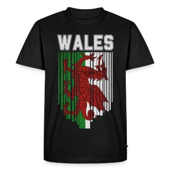 Flag of Wales, Welsh pride - Men's Premium Organic T-Shirt - black - Front - Nico (187cm)