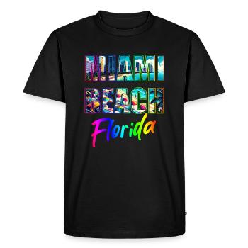Miami Beach - Floride - T-shirt Premium bio Homme - noir - Devant - Nico (187cm)