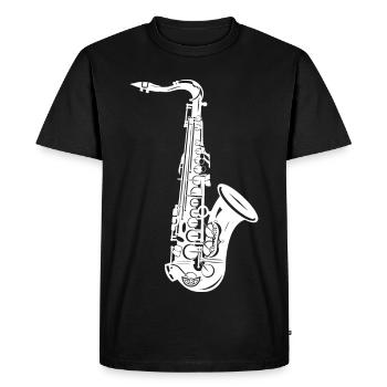 Croquis de saxophone - T-shirt Premium bio Homme - noir - Devant - Nico (187cm)
