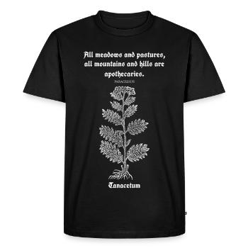Latin Quote by Paracelsus –Tansy Illustration - Men's Premium Organic T-Shirt - black - Front - Nico (187cm)