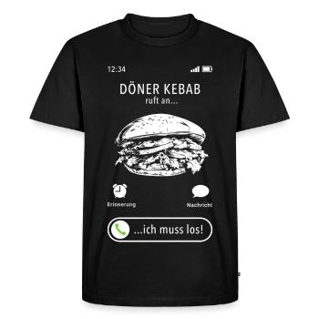 Mon döner kebab m’appelle - je dois y aller - en disant - T-shirt Premium bio Homme - noir - Devant - Nico (187cm)