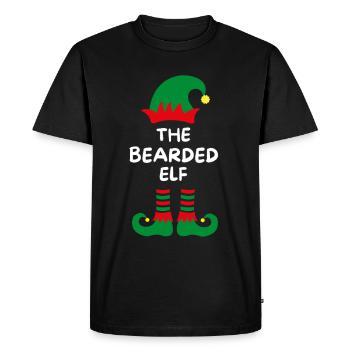 L’elfe barbu. Drôle de dicton pour Noël - T-shirt Premium bio Homme - noir - Devant - Nico (187cm)