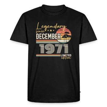 Cadeau 54e Anniversaire Décembre 1971 - T-shirt Premium bio Homme - noir - Devant - Nico (187cm)