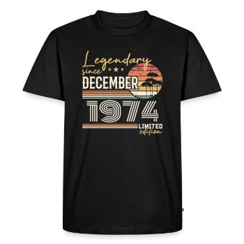 Cadeau 51e Anniversaire Décembre 1974 - T-shirt Premium bio Homme - noir - Devant - Nico (187cm)