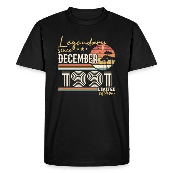 Cadeau 34e Anniversaire Décembre 1991 - T-shirt Premium bio Homme - noir - Devant - Nico (187cm)