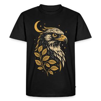 Faucon Horus avec lune – Symbole égyptien - T-shirt Premium bio Homme - noir - Devant - Nico (187cm)