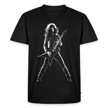 Guitariste Homme jouant de guitare électrique Impression - T-shirt Premium bio Homme - noir - Devant - Nico (187cm)