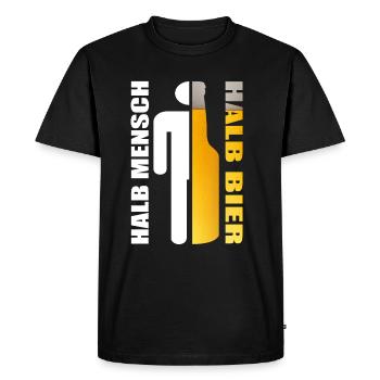 Moitié moitié moitié bière - T-shirt Premium bio Homme - noir - Devant - Nico (187cm)