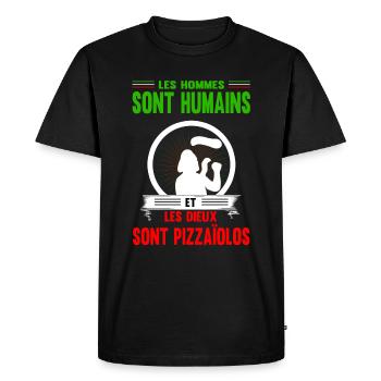 Les Dieux sont pizzaïolos cadeau pizzaïolo Noël - T-shirt Premium bio Homme - noir - Devant - Nico (187cm)
