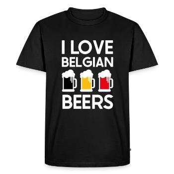 I love Belgian beers - T-shirt Premium bio Homme - noir - Devant - Nico (187cm)