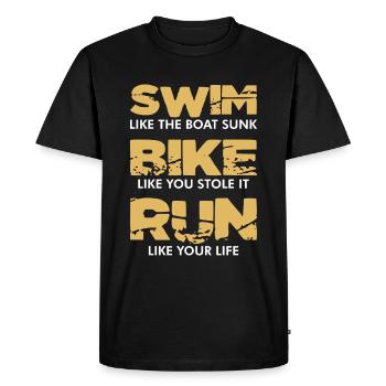 Triathlon - Triathlète - T-shirt Premium bio Homme - noir - Devant - Nico (187cm)