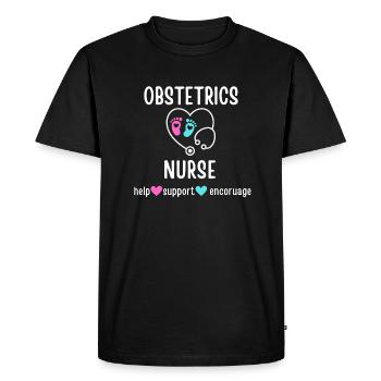 Infirmière en obstétrique - T-shirt Premium bio Homme - noir - Devant - Nico (187cm)