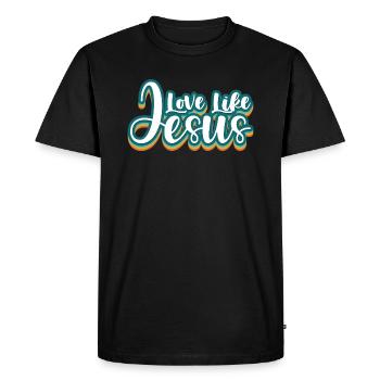 L’amour comme Jésus Dicton chrétien - T-shirt Premium bio Homme - noir - Devant - Nico (187cm)