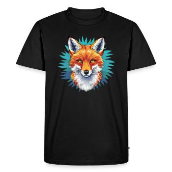 Renard - Illustration - T-shirt Premium bio Homme - noir - Devant - Nico (187cm)