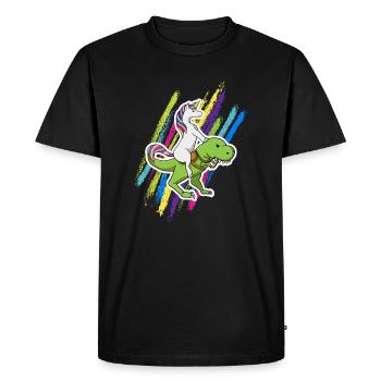 Licorne, dinosaure, licorne, équitation, dino, cadeau - T-shirt Premium bio Homme - noir - Devant - Nico (187cm)