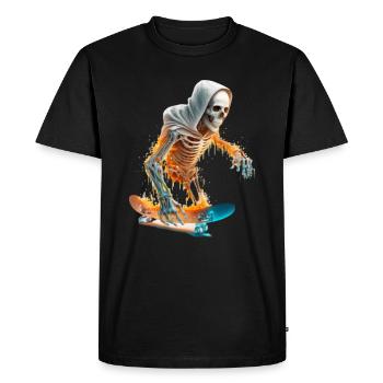 Skateboarder Skeleton - Men's Premium Organic T-Shirt - black - Front - Nico (187cm)