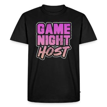 Animateur de soirée de jeux drôles - Jeu de cartes amical - T-shirt Premium bio Homme - noir - Devant - Nico (187cm)