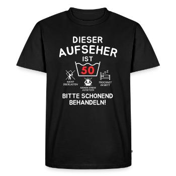 This overseer is 50 years old. - Men's Premium Organic T-Shirt - black - Front - Nico (187cm)