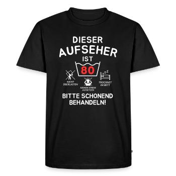 This overseer is 80 years old. - Men's Premium Organic T-Shirt - black - Front - Nico (187cm)