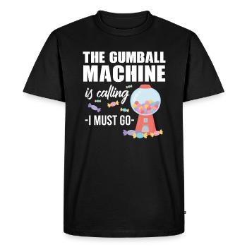 La machine à chewing-gum m’appelle Je dois aller Design - T-shirt Premium bio Homme - noir - Devant - Nico (187cm)