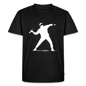 Darts Banksy - Männer Premium Bio T-Shirt - Schwarz - Vorne - Nico (187cm)