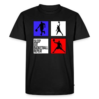 basketball basketball sleep eat basketball repeat - Men's Premium Organic T-Shirt - black - Front - Nico (187cm)
