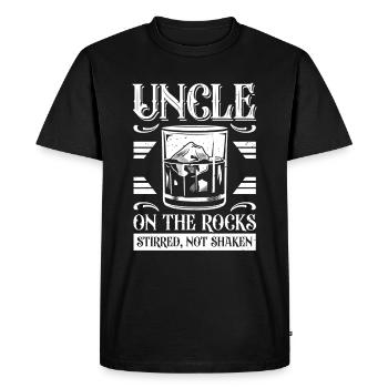 Funny Uncle on the Rocks: Stirred, Not Shaken - Men's Premium Organic T-Shirt - black - Front - Nico (187cm)