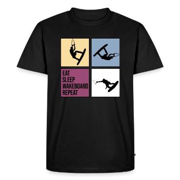 wakeboard wakeboarder cable wasserratte repeat - Männer Premium Bio T-Shirt - Schwarz - Vorne - Nico (187cm)