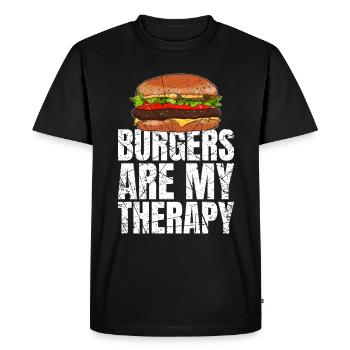 Burgers Are My Therapy Fast Food - Men's Premium Organic T-Shirt - black - Front - Nico (187cm)