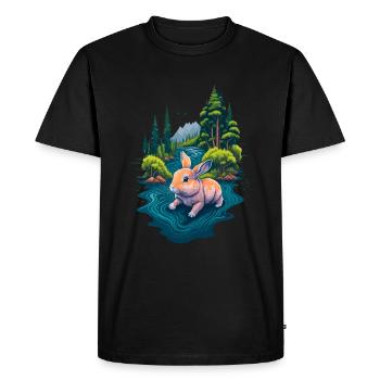 Beautiful illustration of a rabbit - Men's Premium Organic T-Shirt - black - Front - Nico (187cm)