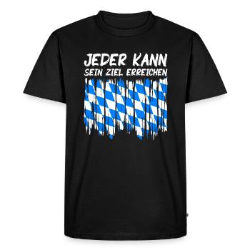 Drapeau de la Bavière Utilisé Look Drapeau Bavarois Vintage - T-shirt Premium bio Homme - noir - Devant - Nico (187cm)