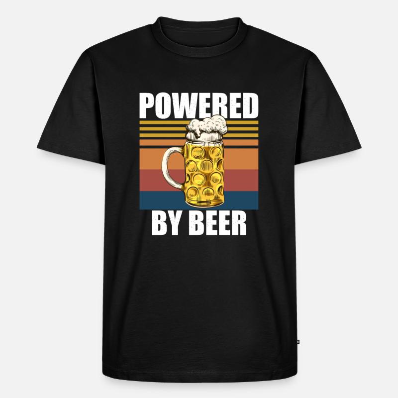 Powered By Beer - Männer Premium Bio T-Shirt - Schwarz