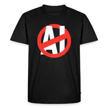 AI NO - Men's Premium Organic T-Shirt - black - Front - Nico (187cm)