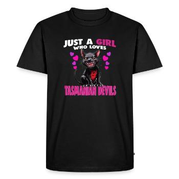 Juste une fille qui aime les diables de Tasmanie - T-shirt Premium bio Homme - noir - Devant - Nico (187cm)