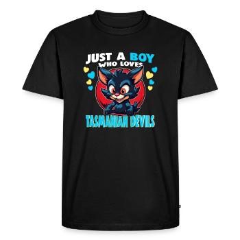 Juste un garçon qui aime les diables de Tasmanie - T-shirt Premium bio Homme - noir - Devant - Nico (187cm)