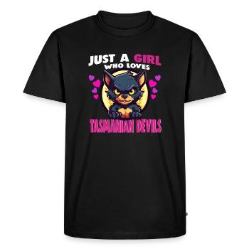 Juste une fille qui aime les diables de Tasmanie - T-shirt Premium bio Homme - noir - Devant - Nico (187cm)