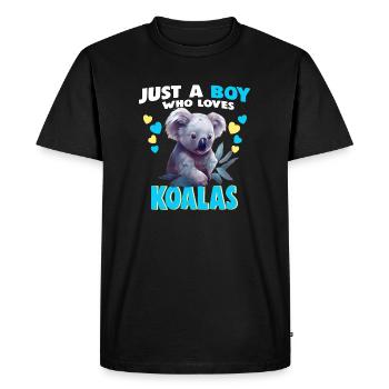 Juste un garçon qui aime les koalas - T-shirt Premium bio Homme - noir - Devant - Nico (187cm)