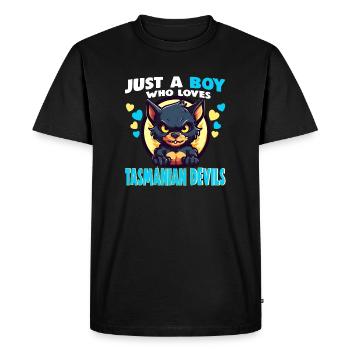 Juste un garçon qui aime les diables de Tasmanie - T-shirt Premium bio Homme - noir - Devant - Nico (187cm)