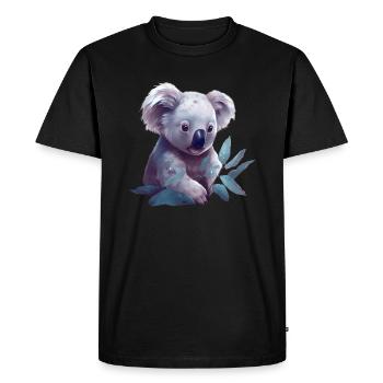 Koala mignon à la feuille d’eucalyptus - T-shirt Premium bio Homme - noir - Devant - Nico (187cm)