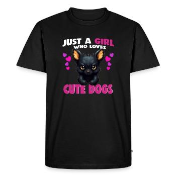 Juste une fille qui aime les chiens mignons - T-shirt Premium bio Homme - noir - Devant - Nico (187cm)