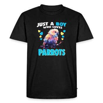 Juste un garçon qui aime les perroquets - T-shirt Premium bio Homme - noir - Devant - Nico (187cm)