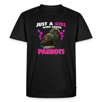Juste une fille qui aime les perroquets - T-shirt Premium bio Homme - noir - Devant - Nico (187cm)