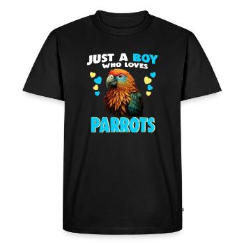 Juste un garçon qui aime les perroquets - T-shirt Premium bio Homme - noir - Devant - Nico (187cm)
