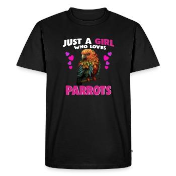 Juste une fille qui aime les perroquets - T-shirt Premium bio Homme - noir - Devant - Nico (187cm)