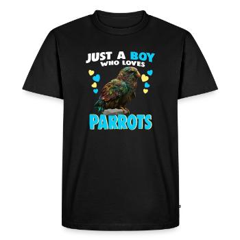 Juste un garçon qui aime les perroquets - T-shirt Premium bio Homme - noir - Devant - Nico (187cm)