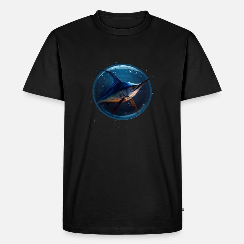 Marlin in blue Water - Männer Premium Bio T-Shirt - Schwarz