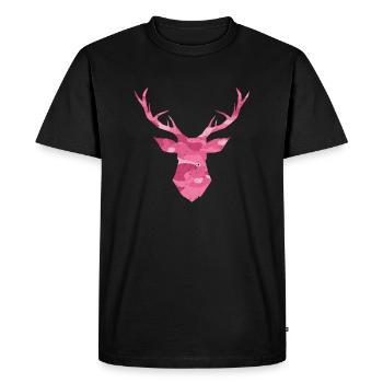 Deer head antler camouflage pink - Men's Premium Organic T-Shirt - black - Front - Nico (187cm)
